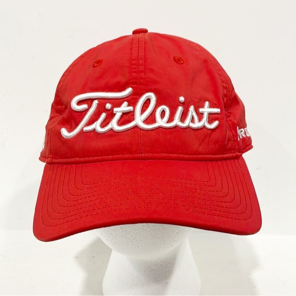 Mens Red Titlest Footjoy Golf Hat‎ Pro V1 Size XL Red White